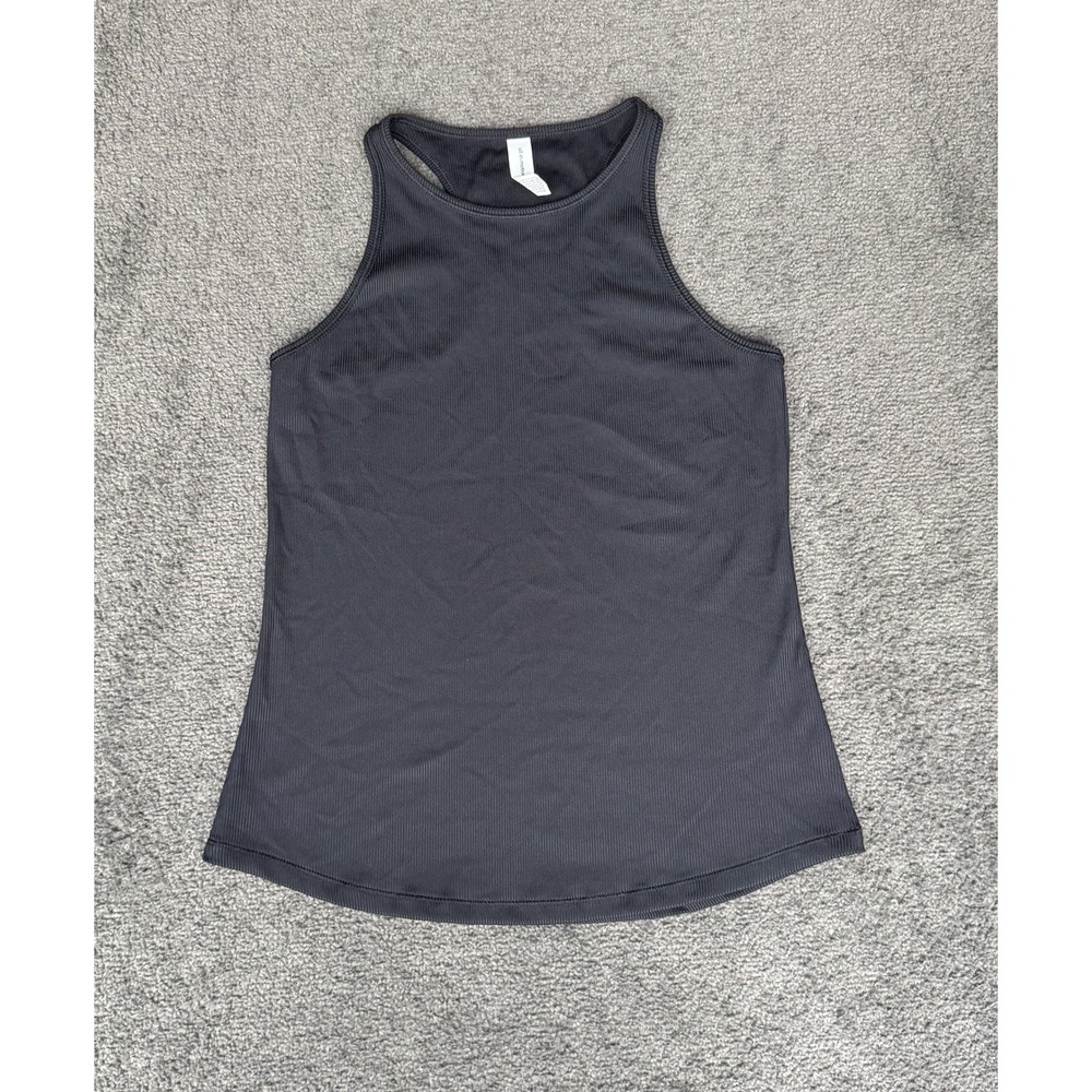 All In Motion Womens Black Ribbed Racerback Active Tank Top Small High Neck